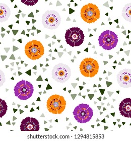 Seamless abstract pattern containing images of carnations. Easy to edit.