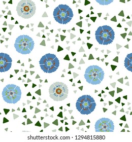 Seamless abstract pattern containing images of carnations. Easy to edit.