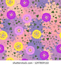 Seamless abstract pattern containing images of carnations.
Background consisting of branched blobs. Easy to edit.