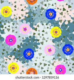 Seamless abstract pattern containing images of carnations.
Background consisting of branched blobs. Easy to edit.
