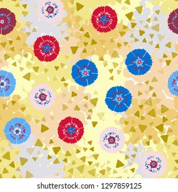 Seamless abstract pattern containing images of carnations.
Background consisting of branched blobs. Easy to edit.