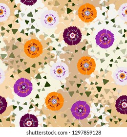 Seamless abstract pattern containing images of carnations.
Background consisting of branched blobs. Easy to edit.