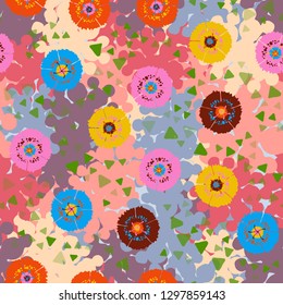Seamless abstract pattern containing images of carnations.
Background consisting of branched blobs. Easy to edit.