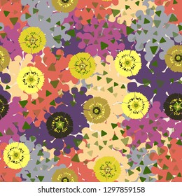 Seamless abstract pattern containing images of carnations.
Background consisting of branched blobs. Easy to edit.