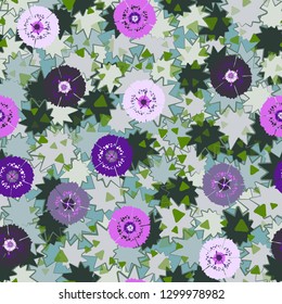 Seamless abstract pattern containing images of carnations.
The background consists of multibeam oblique stars. Editable.