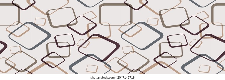 Seamless abstract pattern of contour intersecting squares. Vector illustration for textures, textiles, simple backgrounds, covers and banners. Flat style
