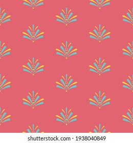 Seamless abstract pattern. Coral vector background. Geometric leaf pattern.