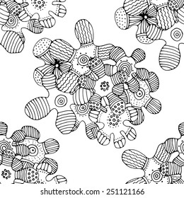 Seamless abstract pattern with coral. White and black 3