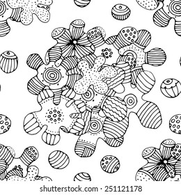 Seamless abstract pattern with coral. White and black 6