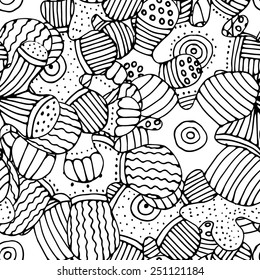 Seamless abstract pattern with coral. White and black 4