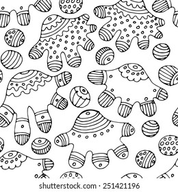 Seamless abstract pattern with coral. White and black 8
