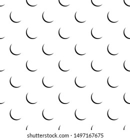 Seamless abstract pattern with crescent. White monochrome backdrop.