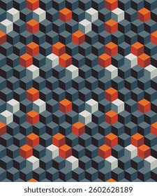 Seamless Abstract Pattern with Cube Maze Theme, Vector Illustration