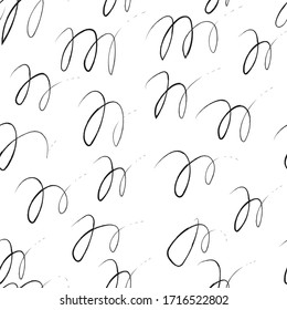 Seamless abstract pattern. Curls on a white background. For interior design in a minimalist design, gift cards, paper, textiles. Vector graphics.