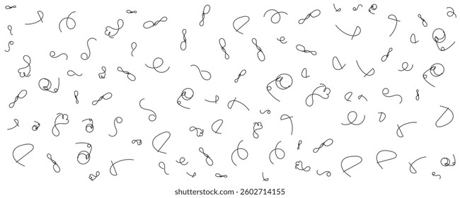 Seamless abstract pattern with curly doodles in black and white background