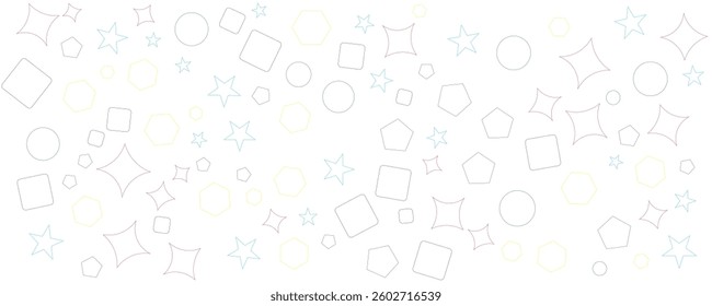 Seamless abstract pattern with curly doodles in multicolor shapes and white background
