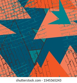 Seamless abstract pattern with curved elements, grunge spots.