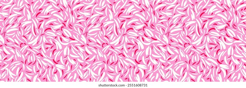 Patrón abstracto sin fisuras con Formas curvas que se asemejan a trazos orgánicos sobre un fondo rosa vibrante. Impresión minimalista lisa para el diseño de la tela, papel de embalaje, decoración casera, embalaje