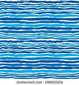 seamless abstract pattern of curved strips different thickness:
white, blue and light-blue, vector