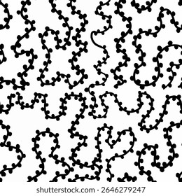 Seamless Abstract Pattern with Curvy Lines and Dotted Elements