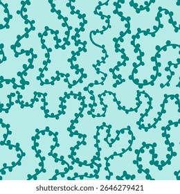 Seamless Abstract Pattern with Curvy Lines and Dotted Elements
