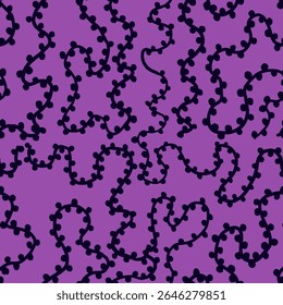 Seamless Abstract Pattern with Curvy Lines and Dotted Elements