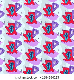 Seamless abstract pattern with cute starnge elements