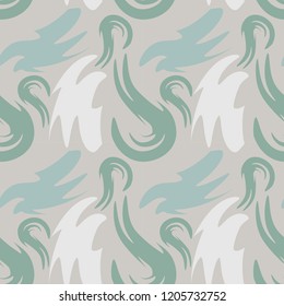 Seamless abstract pattern of dashes, worms, tick handwriting, freehand drawing. Khaki, camouflage. Colorful hand drawn vector stock illustration.