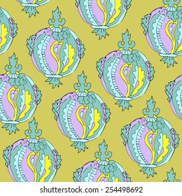 Seamless abstract pattern with decorative pomegranates elements.