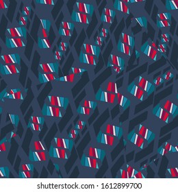 Seamless abstract pattern with different chaotic elements. 