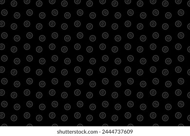 Seamless abstract pattern. Dollar . Fantasy ornament. Gray dollar in a black circle on a black background. Flyer design, advertising background, fabric, clothing