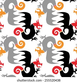 Seamless abstract pattern with dragon. Colorful 1
