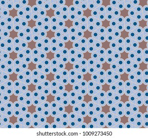 seamless abstract pattern with drop forms creating repeated triangular shapes in pale blue with brow stars in between and colors