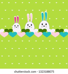 Seamless abstract  pattern Easter bunny on green background. Decorative holiday wallpaper. Cute Vector illustration