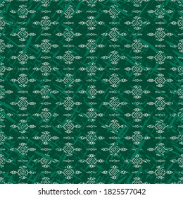 Seamless abstract pattern in ethnic style. Vintage print for textiles and paper in green tones. Vector illustration.