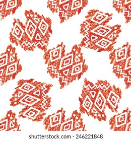 Seamless abstract pattern in ethnic style, drawing, colored pencil.