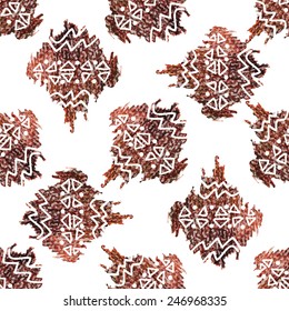 Seamless abstract pattern in ethnic style, drawing, colored pencil.