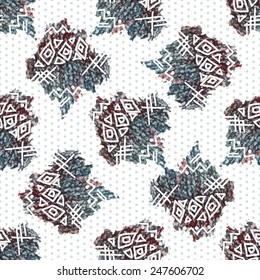 Seamless abstract pattern in ethnic style, drawing, colored pencil.