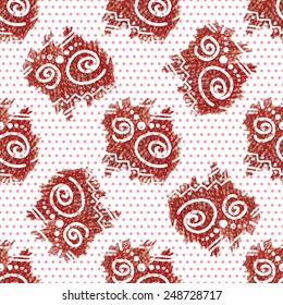 Seamless abstract pattern in ethnic style, drawing, colored pencil.