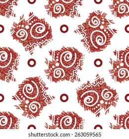Seamless abstract pattern in ethnic style, drawing, colored pencil.