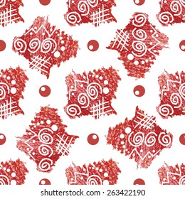 Seamless abstract pattern in ethnic style, drawing, colored pencil.