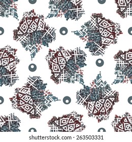 Seamless abstract pattern in ethnic style, drawing, colored pencil.