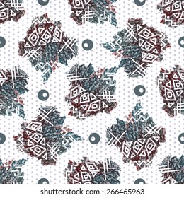 Seamless abstract pattern in ethnic style, drawing, colored pencil.