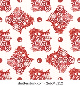 Seamless abstract pattern in ethnic style, drawing, colored pencil