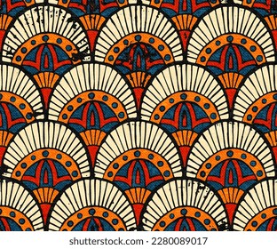 Seamless abstract pattern. Ethnic and tribal motifs. Vintage grunge texture with fabric imitation. Vector illustration.