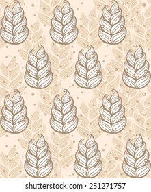 Seamless Abstract Pattern with Feather. Vector Illustration. 