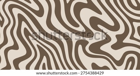 A seamless abstract pattern featuring flowing, organic shapes in a warm brown and beige color palette, creating a sense of movement and fluidity.