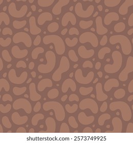 Seamless abstract pattern featuring light brown organic shapes on a dark brown background. Ideal for fabric, wallpaper, and digital projects with a focus on minimalism and modern artistic themes