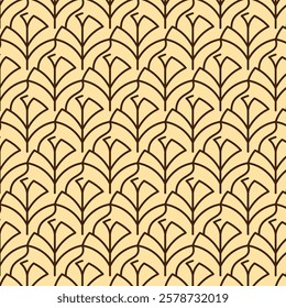 Seamless abstract pattern featuring a minimalist design of leaves in earthy tones for versatile applications.