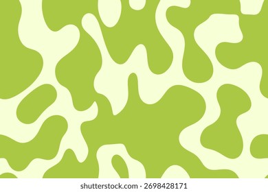 A seamless, abstract pattern featuring organic, flowing shapes in shades of lime green and cream. The design evokes a natural, fluid aesthetic, reminiscent of camouflage or natural textures. 